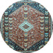 Round Machine Washable Persian Light Blue Traditional Rug, wshtr809lblu