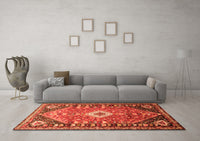 Machine Washable Persian Orange Traditional Rug, wshtr809org