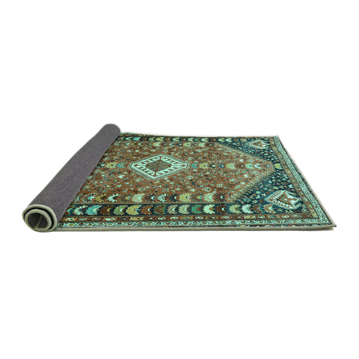Sideview of Persian Turquoise Traditional Rug, tr809turq