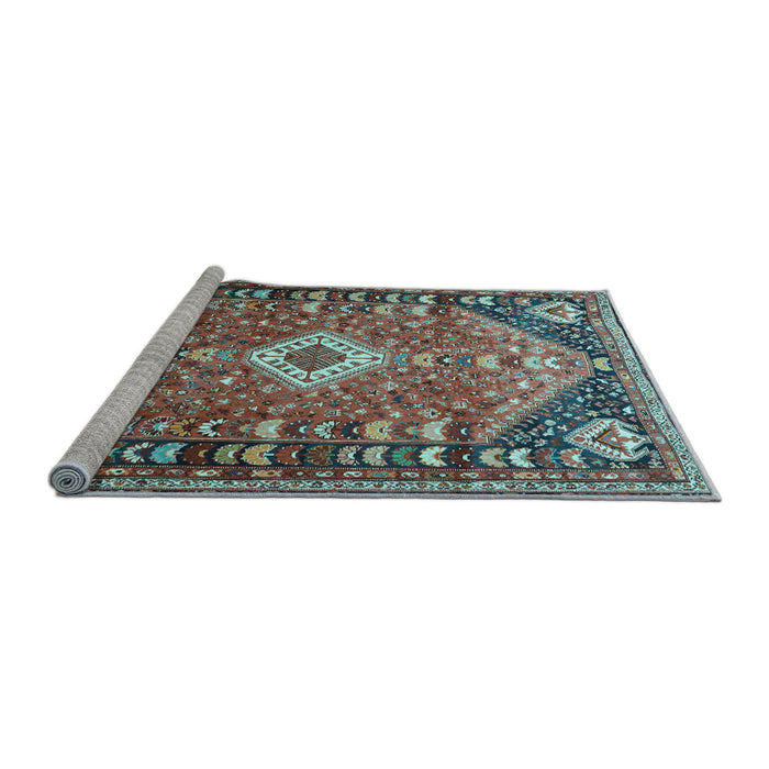 Sideview of Machine Washable Persian Light Blue Traditional Rug, wshtr809lblu