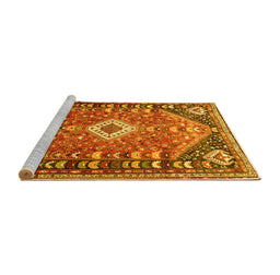 Sideview of Machine Washable Persian Yellow Traditional Rug, wshtr809yw