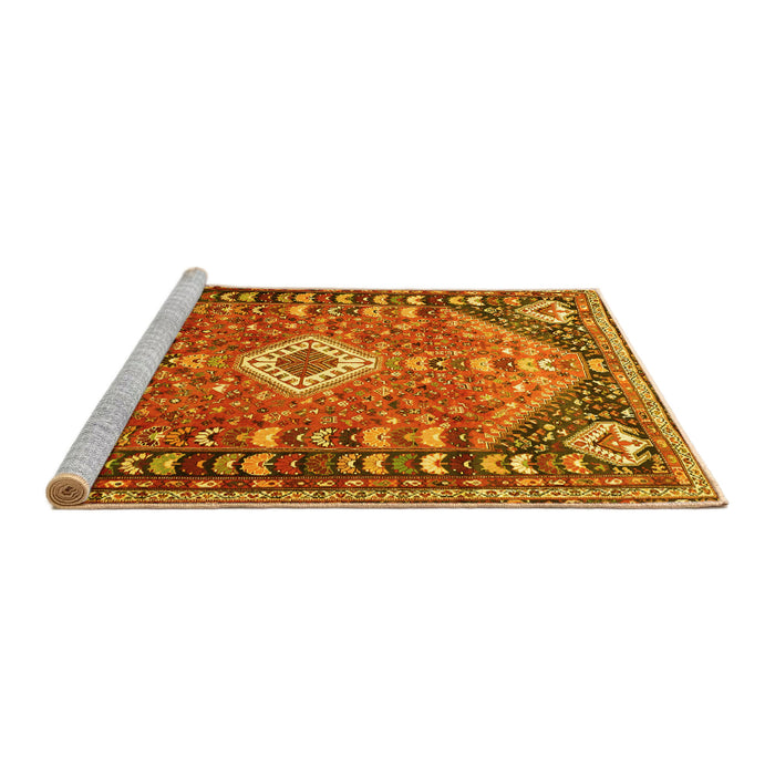 Sideview of Machine Washable Persian Yellow Traditional Rug, wshtr809yw