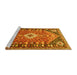 Sideview of Machine Washable Persian Yellow Traditional Rug, wshtr809yw