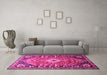 Machine Washable Persian Pink Traditional Rug in a Living Room, wshtr809pnk