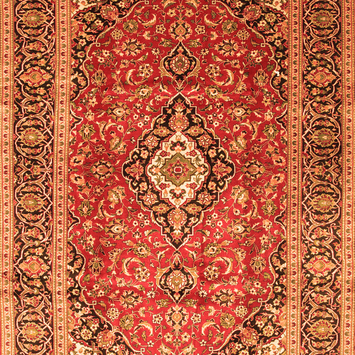 Serging Thickness of Machine Washable Medallion Orange Traditional Area Rugs, wshtr80org