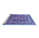 Sideview of Machine Washable Medallion Blue Traditional Rug, wshtr80blu