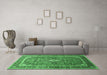 Machine Washable Medallion Emerald Green Traditional Area Rugs in a Living Room,, wshtr80emgrn