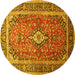 Round Medallion Yellow Traditional Rug, tr80yw