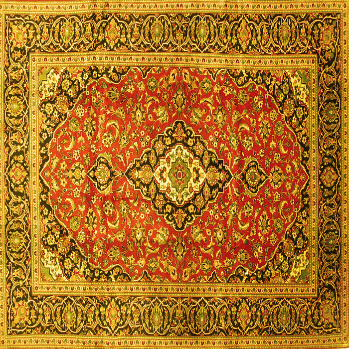 Square Medallion Yellow Traditional Rug, tr80yw
