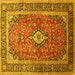 Square Medallion Yellow Traditional Rug, tr80yw