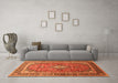 Machine Washable Medallion Orange Traditional Area Rugs in a Living Room, wshtr80org