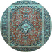 Round Medallion Light Blue Traditional Rug, tr80lblu