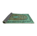 Sideview of Medallion Turquoise Traditional Rug, tr80turq