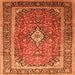 Serging Thickness of Medallion Orange Traditional Rug, tr80org