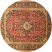 Round Medallion Brown Traditional Rug, tr80brn