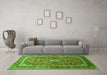 Machine Washable Medallion Green Traditional Area Rugs in a Living Room,, wshtr80grn