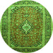 Square Medallion Green Traditional Rug, tr80grn