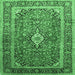 Square Medallion Emerald Green Traditional Rug, tr80emgrn