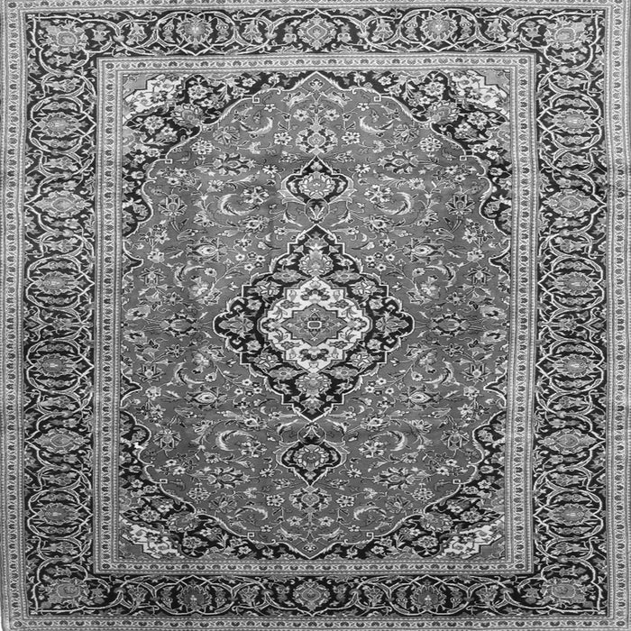 Round Machine Washable Medallion Gray Traditional Rug, wshtr80gry