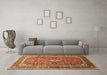 Machine Washable Medallion Brown Traditional Rug in a Living Room,, wshtr80brn