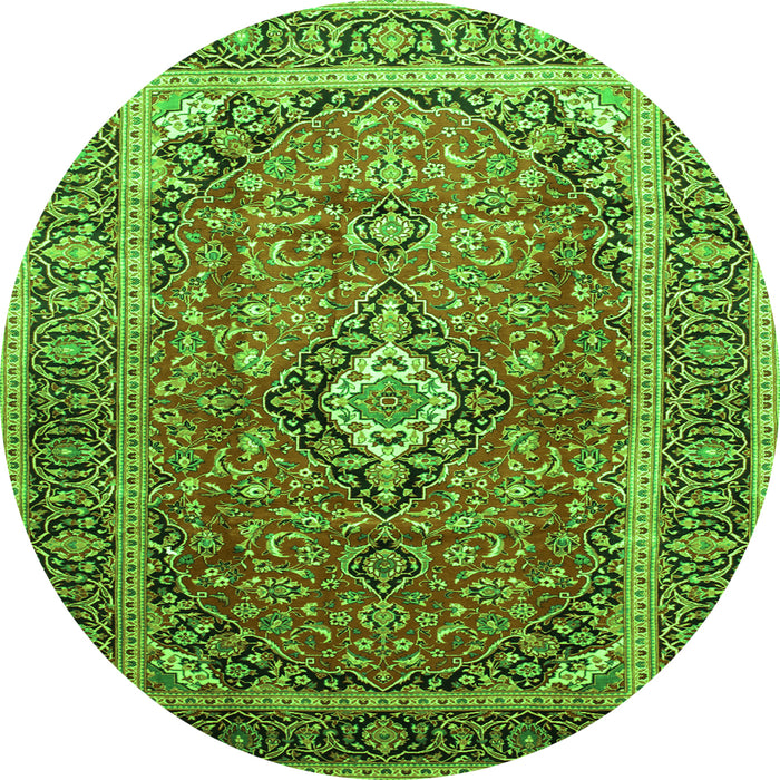 Machine Washable Medallion Green Traditional Area Rugs, wshtr80grn