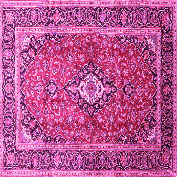 Square Machine Washable Medallion Pink Traditional Rug, wshtr80pnk