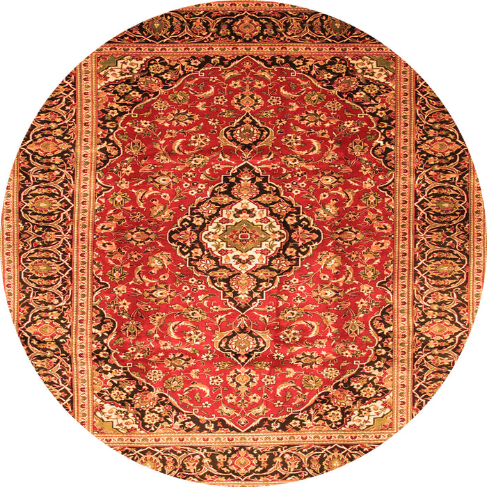 Machine Washable Medallion Orange Traditional Area Rugs, wshtr80org