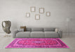 Machine Washable Medallion Pink Traditional Rug in a Living Room, wshtr80pnk