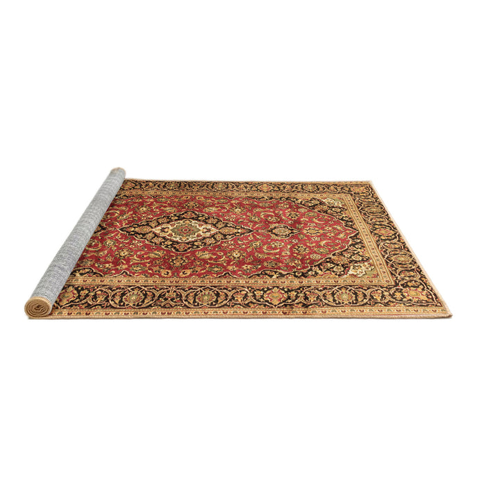 Sideview of Machine Washable Medallion Brown Traditional Rug, wshtr80brn