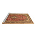 Sideview of Machine Washable Medallion Brown Traditional Rug, wshtr80brn