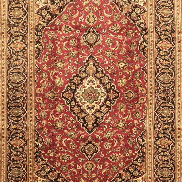 Machine Washable Medallion Brown Traditional Rug, wshtr80brn