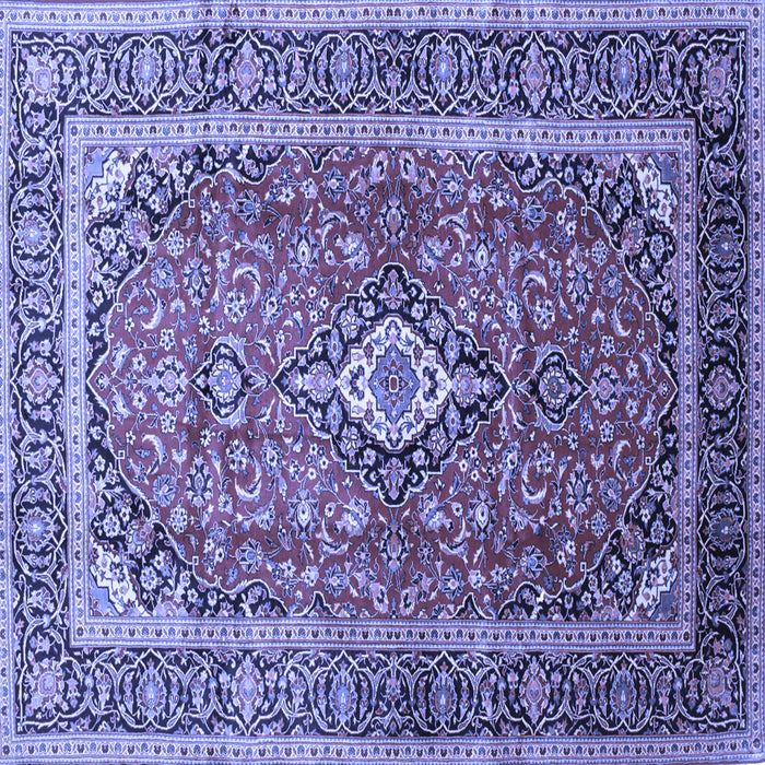 Square Machine Washable Medallion Blue Traditional Rug, wshtr80blu