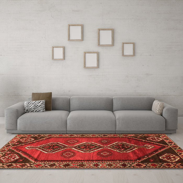 Machine Washable Persian Orange Traditional Area Rugs in a Living Room, wshtr810org