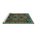 Sideview of Machine Washable Persian Turquoise Traditional Area Rugs, wshtr810turq