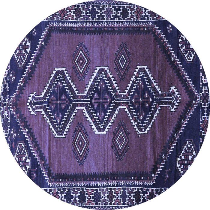 Round Machine Washable Persian Blue Traditional Rug, wshtr810blu