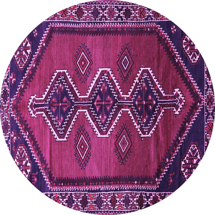 Round Persian Purple Traditional Rug, tr810pur