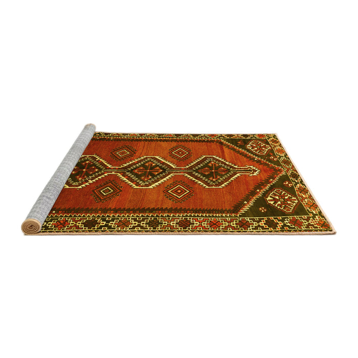 Sideview of Machine Washable Persian Yellow Traditional Rug, wshtr810yw