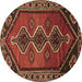 Round Persian Brown Traditional Rug, tr810brn