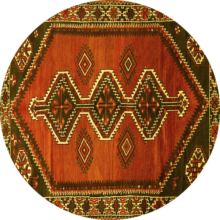 Round Persian Yellow Traditional Rug, tr810yw