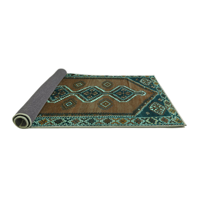 Sideview of Persian Turquoise Traditional Rug, tr810turq