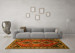 Machine Washable Persian Yellow Traditional Rug in a Living Room, wshtr810yw