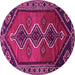 Round Machine Washable Persian Pink Traditional Rug, wshtr810pnk