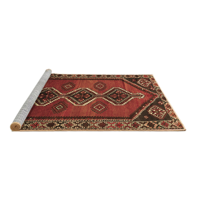 Sideview of Machine Washable Persian Brown Traditional Rug, wshtr810brn