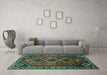 Machine Washable Persian Turquoise Traditional Area Rugs in a Living Room,, wshtr810turq