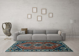 Machine Washable Persian Light Blue Traditional Rug in a Living Room, wshtr810lblu