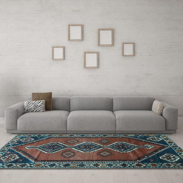 Machine Washable Persian Light Blue Traditional Rug in a Living Room, wshtr810lblu
