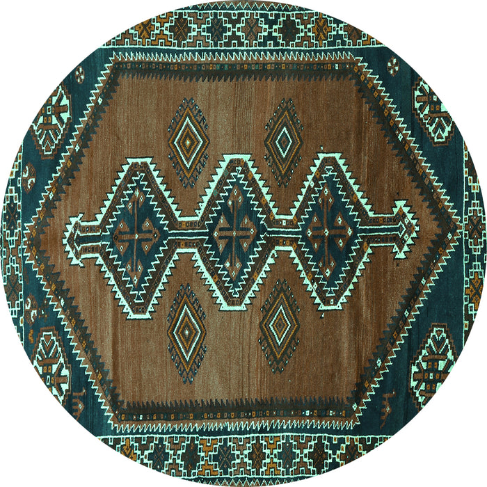 Round Persian Turquoise Traditional Rug, tr810turq