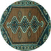 Round Persian Turquoise Traditional Rug, tr810turq
