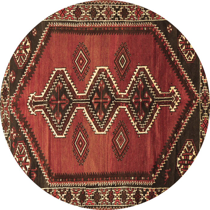 Round Machine Washable Persian Brown Traditional Rug, wshtr810brn
