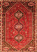 Serging Thickness of Machine Washable Persian Orange Traditional Area Rugs, wshtr811org